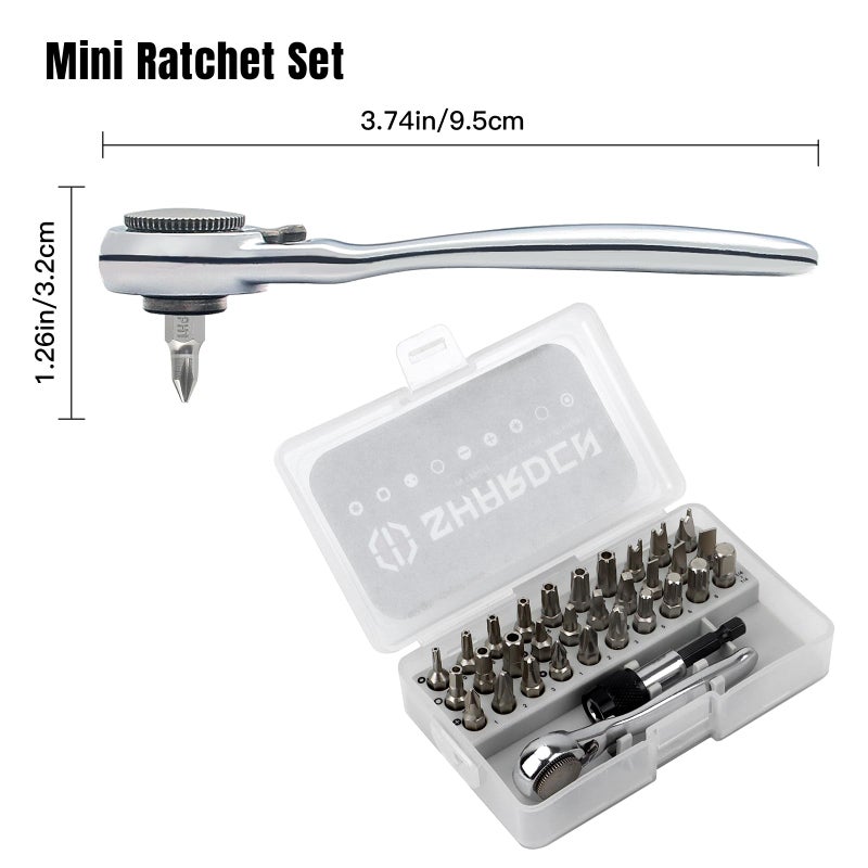 SHARDEN 32 in 1 Ratchet Screwdriver Bit Set with Right Angle Offset 1/4" High Torque Driver Handle, Socket Adapter, Extension Bit Holder, S2 Multi Bits for Ratchet Wrench, Screwdriver - Image 2